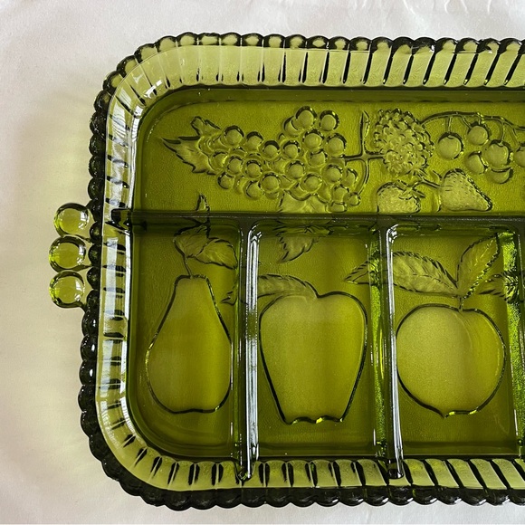 Indiana Glass Dining Vintage Indiana Glass Green Glass Divided 5